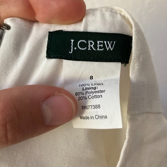 J Crew 100% Linen Pencil Skirt Yellow White Ombre Knee Length Office Summer 8 - Picture 10 of 12